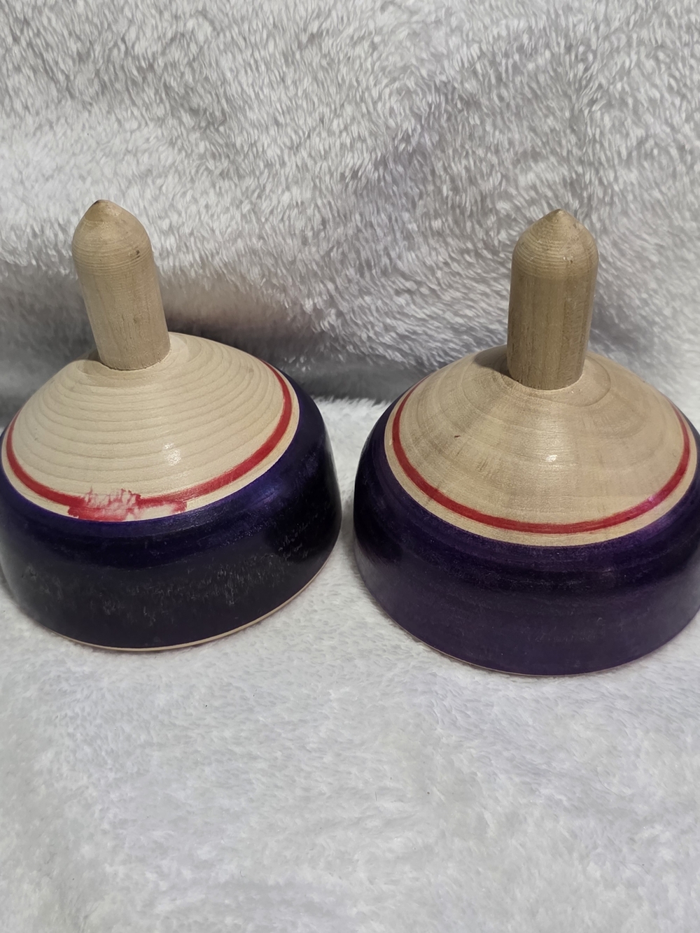 Vintage Japanese Oyama Koma Traditional Wooden Spinning Tops Set of 2